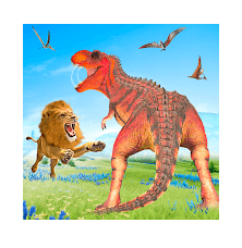 Download T-rex dino & angry lion attack MOD APK